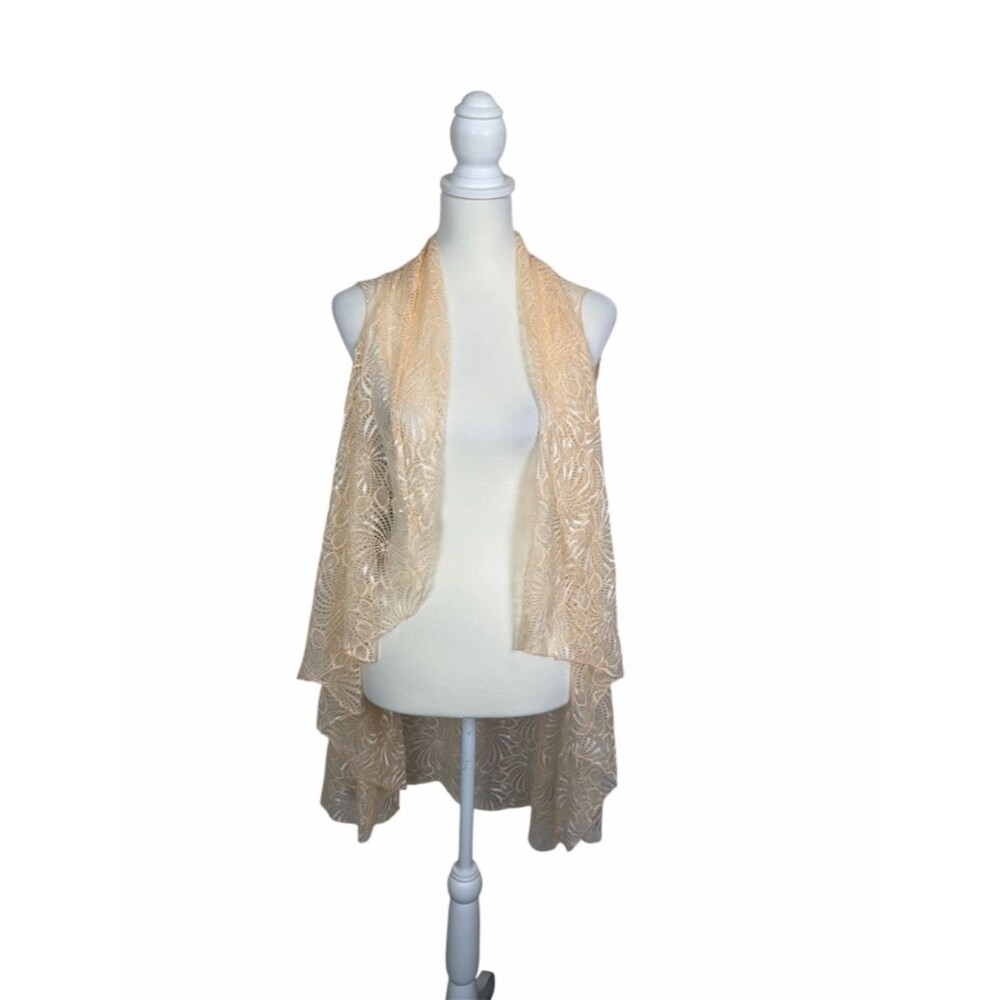 Arianna by Howard’s Lace Vest Kimono Cardigan One Size Boho Duster Sheer Overlay
